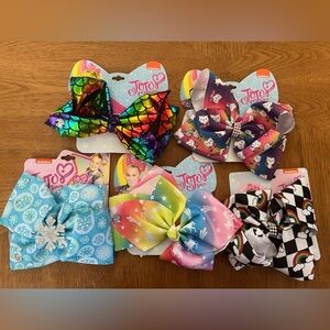 Nwt JoJo siwa bundle lot 7” hair bows 5 total snowflake unicorn rainbow